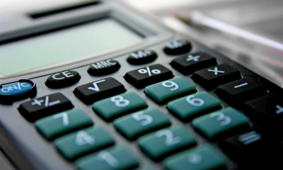 A calculator on a desk
