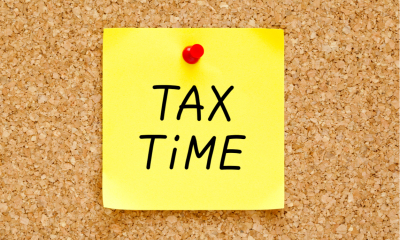 Tax time reminder on a post it note Tax time reminder on a post it note